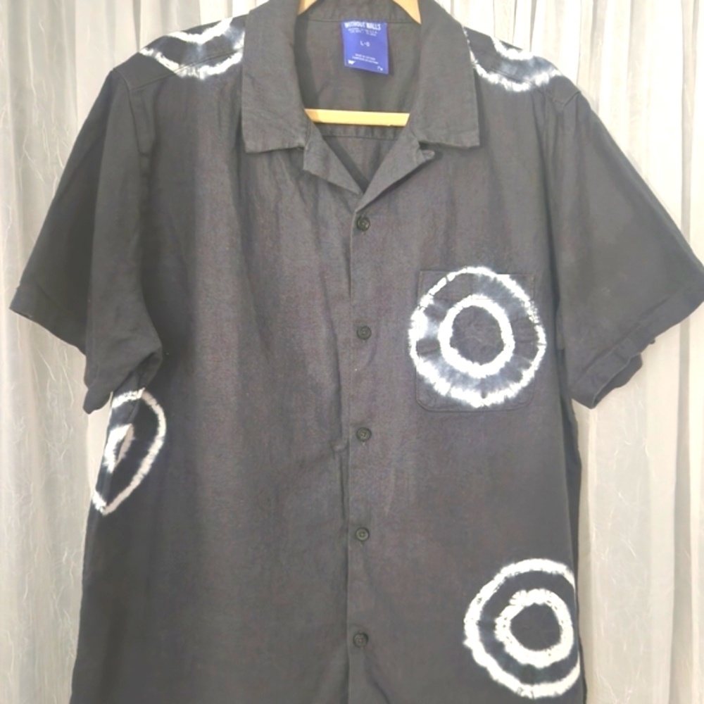 Without Walls Black Tie-Dye Button Down Shirt - Size L